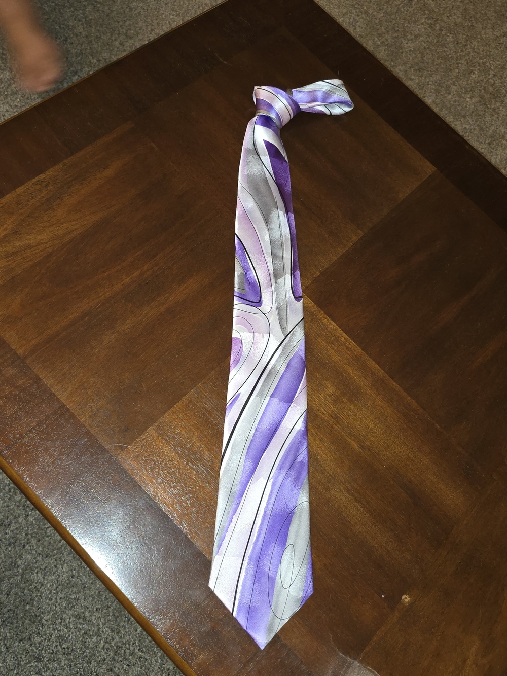 J. Garcia Lavender and Silver Abstract Men’s Tie